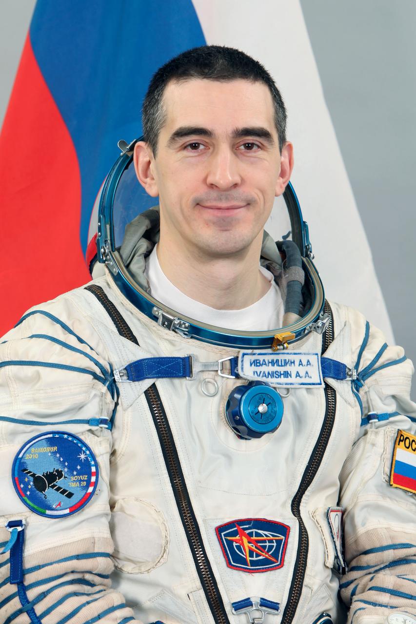 JSC2010-E-185689 (9 Nov. 2010) --- Russian cosmonaut Anatoly Ivanishin, Expedition 26 backup crew member, attired in a Russian Sokol launch and entry suit, takes a break from training in Star City, Russia to pose for a portrait. Photo credit: Gagarin Cosmonaut Training Center