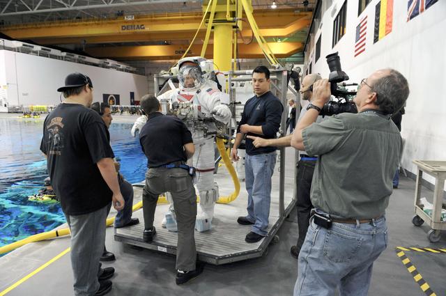 NASA image: STS-133 Crew Training at the NBL with crew member Steve Bowen  
