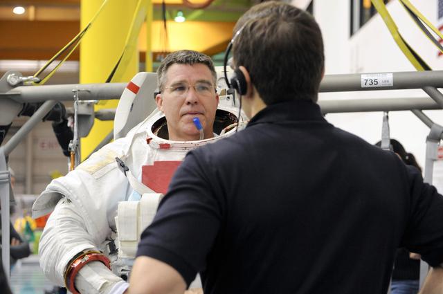NASA image: STS-133 Crew Training at the NBL with crew member Steve Bowen  