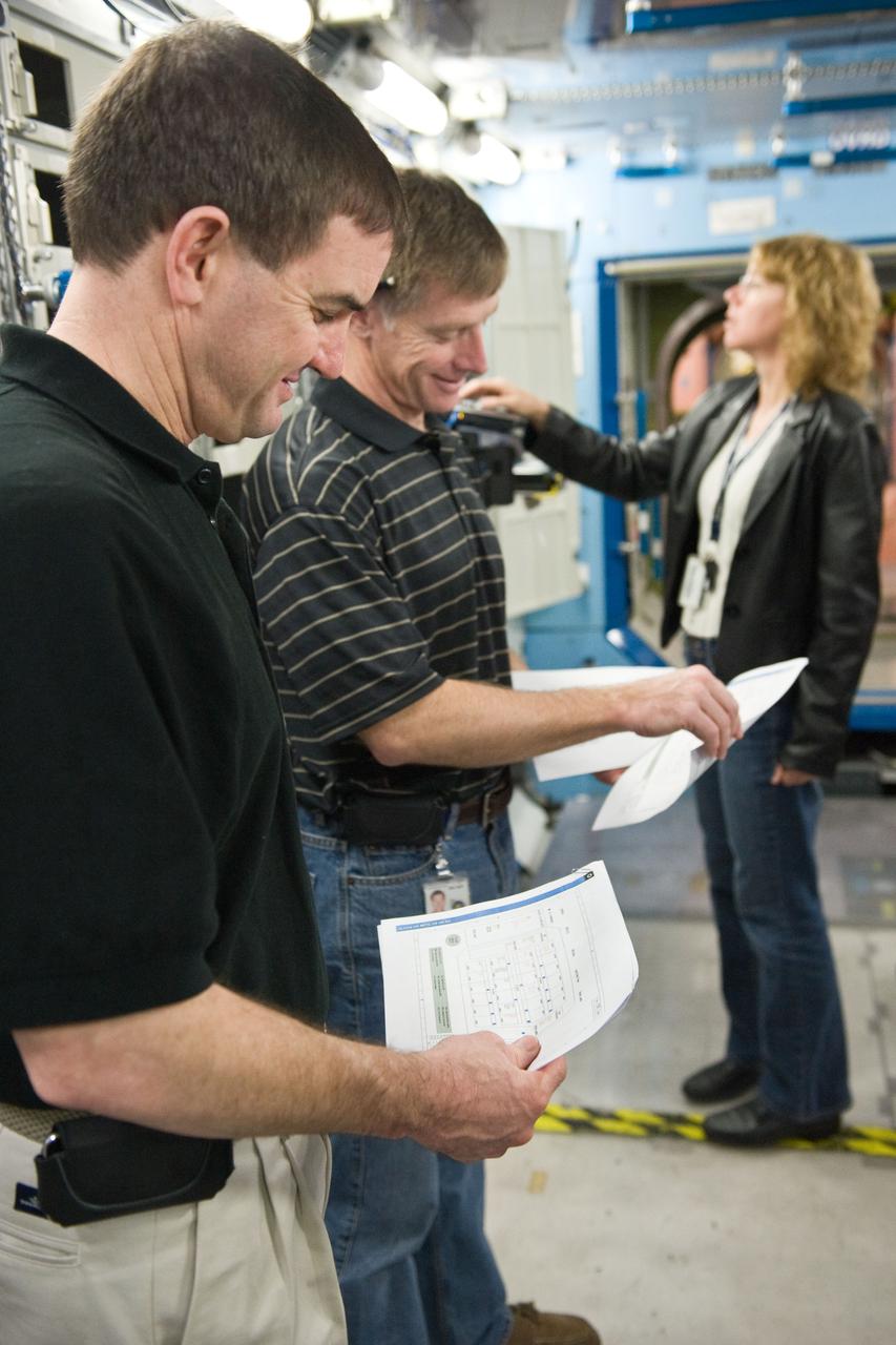 STS-135 crew during Space Station Mockup Training 