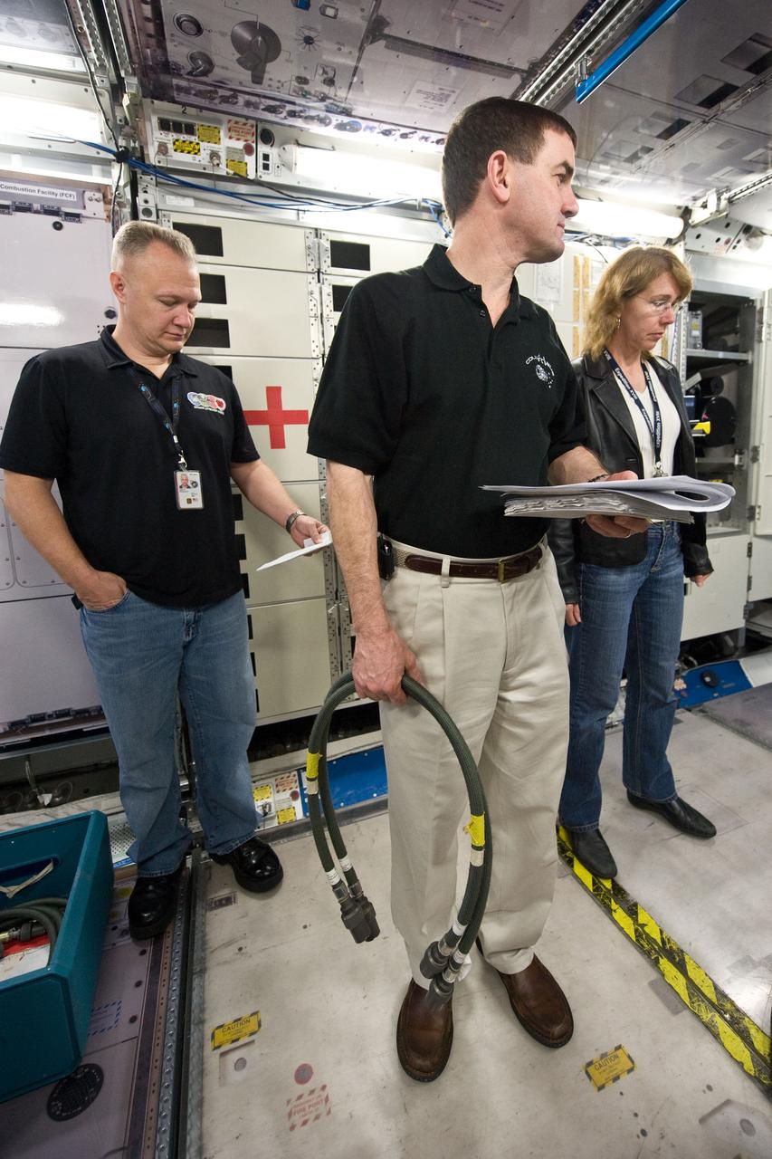 STS-135 crew during Space Station Mockup Training 