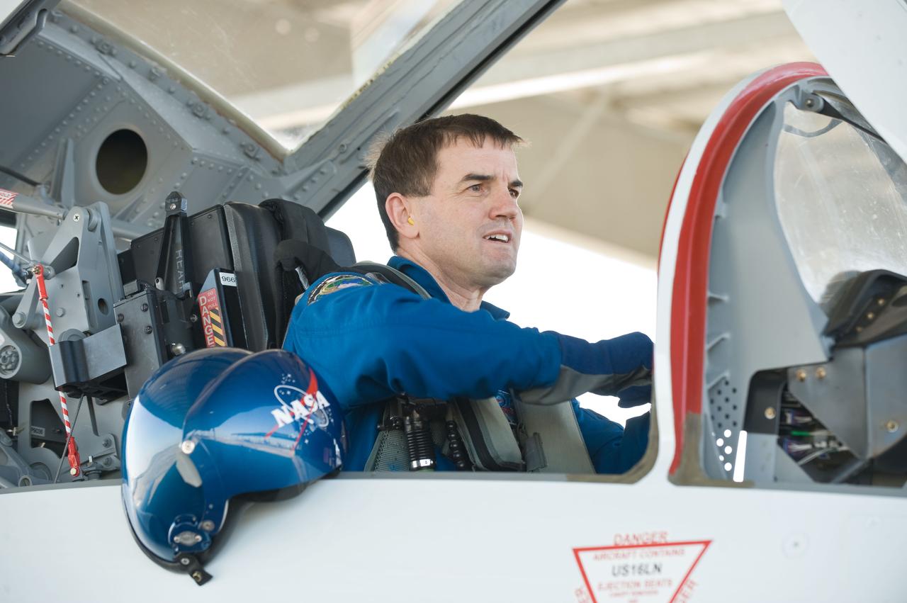 JSC2011-E-024208 (1 March 2011) --- NASA astronaut Rex Walheim, STS-135 mission specialist, is pictured in the rear station of a NASA T-38 trainer jet prior to a flight at Ellington Field near NASA's Johnson Space Center. Photo credit: NASA or National Aeronautics and Space Administration