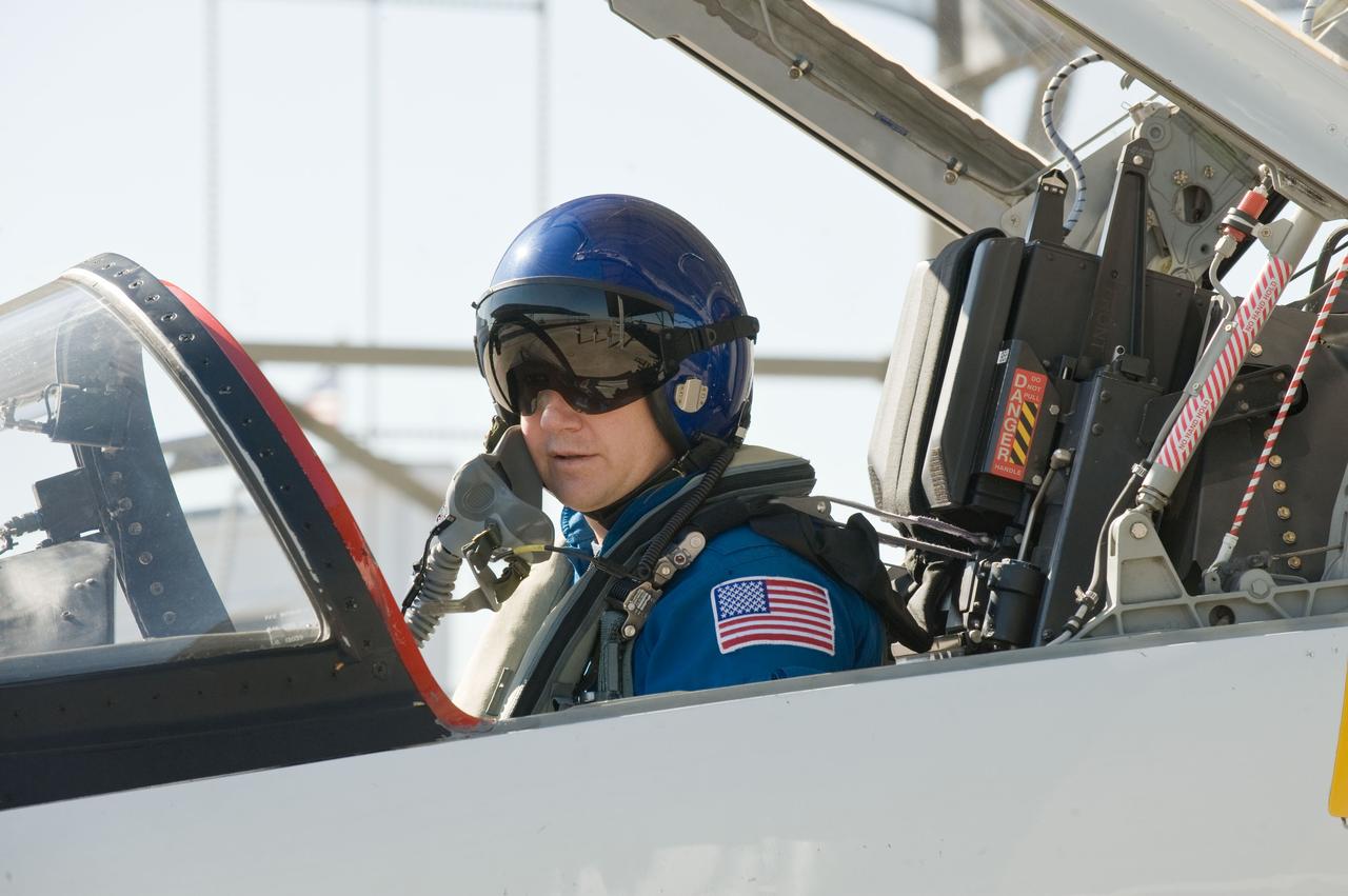 JSC2011-E-024228 (1 March 2011) --- NASA astronaut Doug Hurley, STS-135 pilot, prepares for a flight in a NASA T-38 trainer jet at Ellington Field near NASA's Johnson Space Center. Photo credit: NASA or National Aeronautics and Space Administration