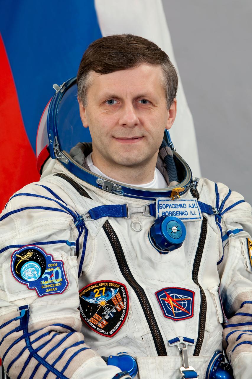 JSC2011-E-024232 (24 Feb. 2011) --- Russian cosmonaut Andrey Borisenko, Expedition 27 flight engineer and Expedition 28 commander, attired in a Russian Sokol launch and entry suit, takes a break from training in Star City, Russia to pose for a portrait. Photo credit: Gagarin Cosmonaut Training Center