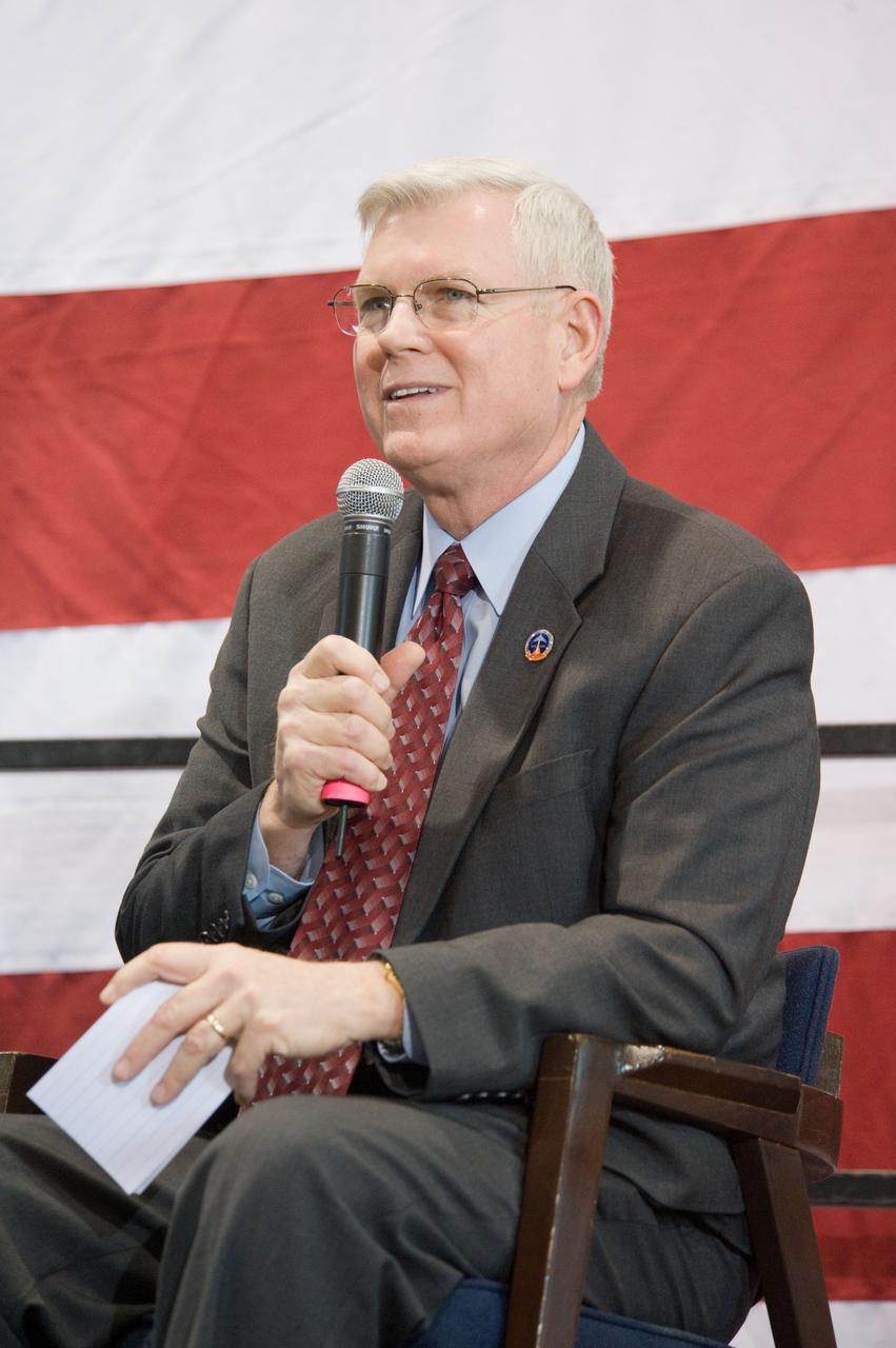 STS-133 crew return ceremony to Ellington Field.  Photo Date: March 10, 2011.  Location: Ellington Field - Hangar 276.  Photographer: Robert Markowitz.