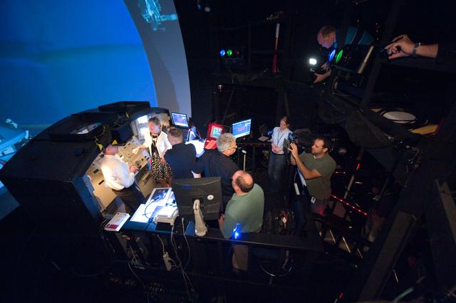 NASA image: STS-135 crew during Rendezvous Training session in Building 16 dome   