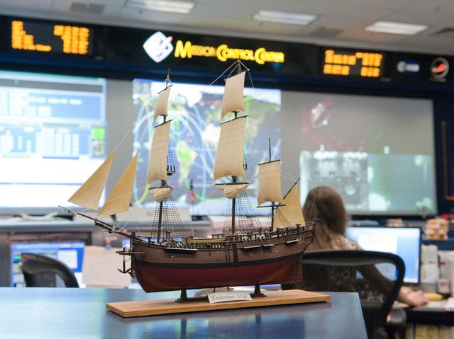NASA image: Model of Endeavor sailing ship in WFCR during STS-134