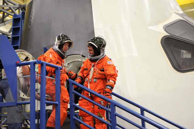 NASA image: STS-135 crew and training team during CCT-II PRL Ingress/Egress training. 