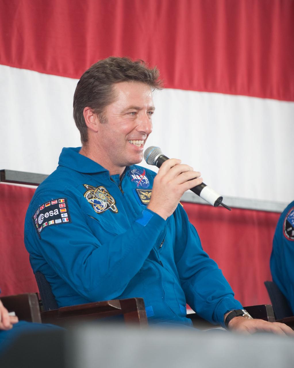 JSC2011-E-050776 (2 June 2011) --- European Space Agency astronaut Roberto Vittori, STS-134 mission specialist, is pictured during the STS-134 crew return ceremony on June 2, 2011 at Ellington Field near NASA's Johnson Space Center. Photo credit: NASA