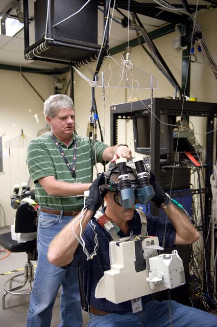 NASA image: Expedition 29/30 astronaut Dan Burbank during SAFER Proficiency Training in the VR Lab.    