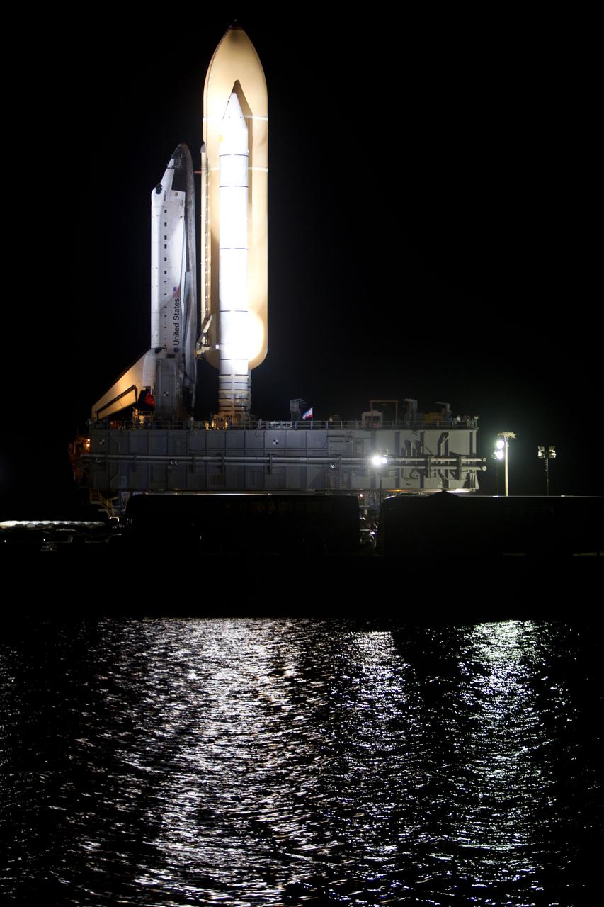JSC2011-E-059491 (31 May 2011) --- The space shuttle Atlantis moves to Launch Pad 39A during rollout at NASA?s Kennedy Space Center in Florida on May 31, 2011. Photo credit: NASA Photo/Houston Chronicle, Smiley N. Pool