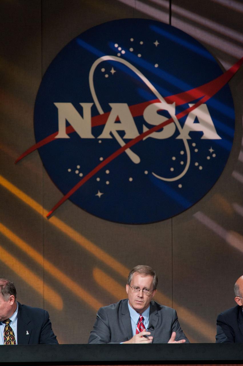 JSC2011-E-060704 (30 June 2011) --- Space Shuttle Program Manager John Shannon is pictured during a space shuttle and space station program overview press conference at NASA's Johnson Space Center. Photo credit: NASA