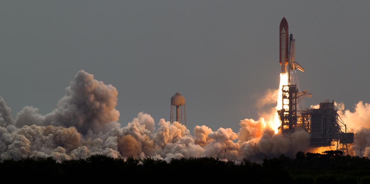 JSC2011-E-067587 (8 July 2011) --- The space shuttle Atlantis launches for the STS-135 mission to the International Space Station in the final mission of the Space Shuttle Program at NASA?s Kennedy Space Center in Florida. Liftoff was at 11:29 a.m. (EDT) on July 8, 2011. Onboard are NASA astronauts Chris Ferguson, STS-135 commander; Doug Hurley, pilot; Sandy Magnus and Rex Walheim, both mission specialists. Photo credit: NASA Photo/Houston Chronicle, Smiley N. Pool