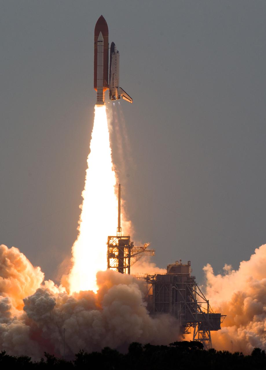 JSC2011-E-067589 (8 July 2011) --- The space shuttle Atlantis launches for the STS-135 mission to the International Space Station in the final mission of the Space Shuttle Program at NASA?s Kennedy Space Center in Florida. Liftoff was at 11:29 a.m. (EDT) on July 8, 2011. Onboard are NASA astronauts Chris Ferguson, STS-135 commander; Doug Hurley, pilot; Sandy Magnus and Rex Walheim, both mission specialists. Photo credit: NASA Photo/Houston Chronicle, Smiley N. Pool