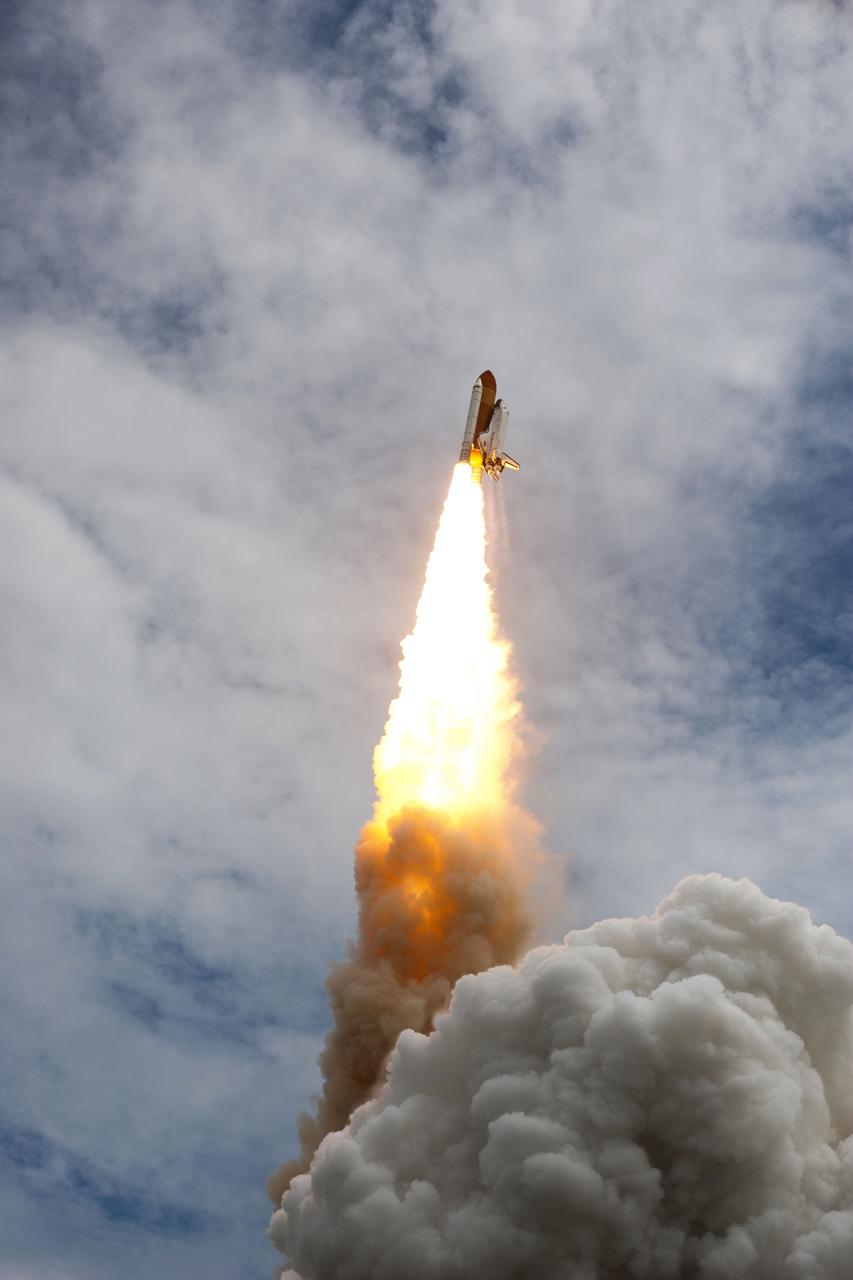 JSC2011-E-067611 (8 July 2011) --- The space shuttle Atlantis launches for the STS-135 mission to the International Space Station in the final mission of the Space Shuttle Program at NASA?s Kennedy Space Center in Florida. Liftoff was at 11:29 a.m. (EDT) on July 8, 2011. Onboard are NASA astronauts Chris Ferguson, STS-135 commander; Doug Hurley, pilot; Sandy Magnus and Rex Walheim, both mission specialists. Photo credit: NASA Photo/Houston Chronicle, Smiley N. Pool