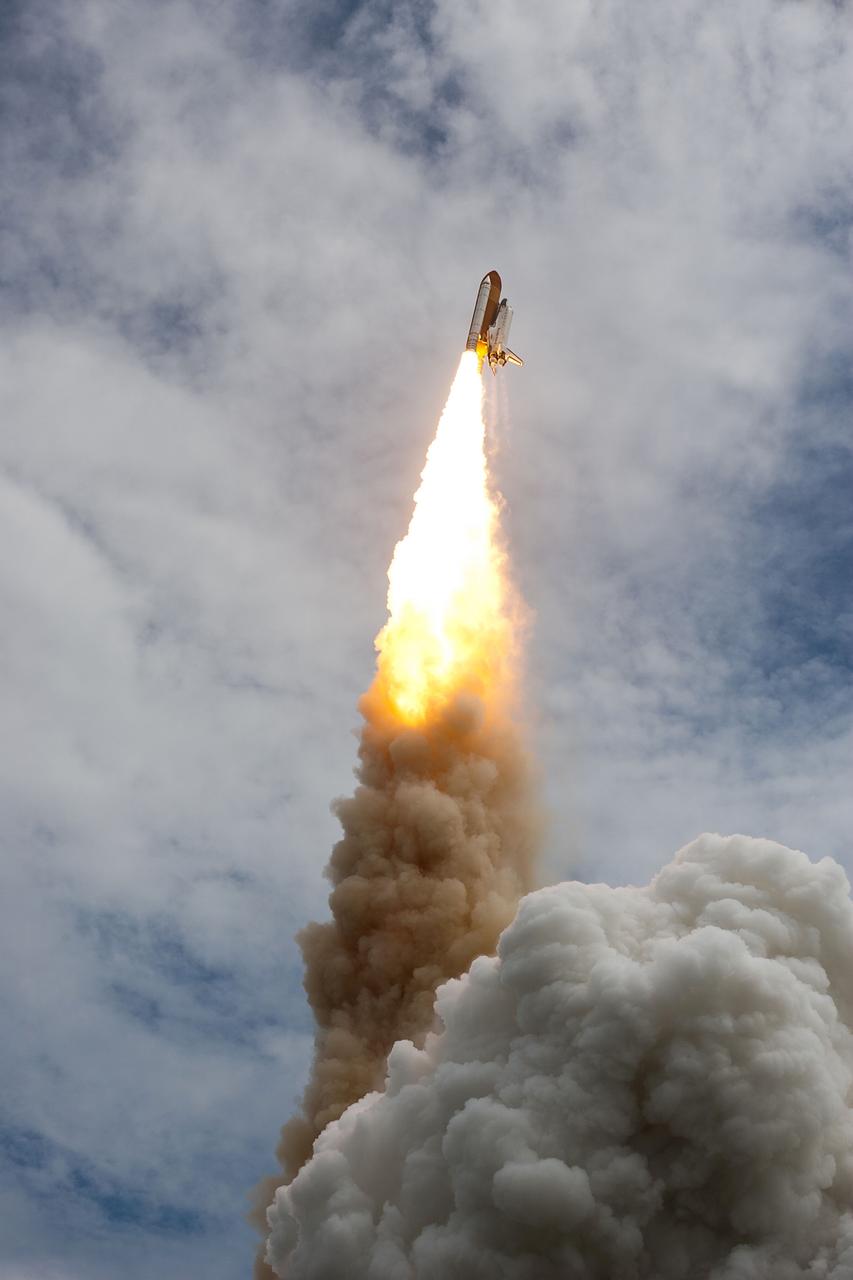 JSC2011-E-067613 (8 July 2011) --- The space shuttle Atlantis launches for the STS-135 mission to the International Space Station in the final mission of the Space Shuttle Program at NASA?s Kennedy Space Center in Florida. Liftoff was at 11:29 a.m. (EDT) on July 8, 2011. Onboard are NASA astronauts Chris Ferguson, STS-135 commander; Doug Hurley, pilot; Sandy Magnus and Rex Walheim, both mission specialists. Photo credit: NASA Photo/Houston Chronicle, Smiley N. Pool