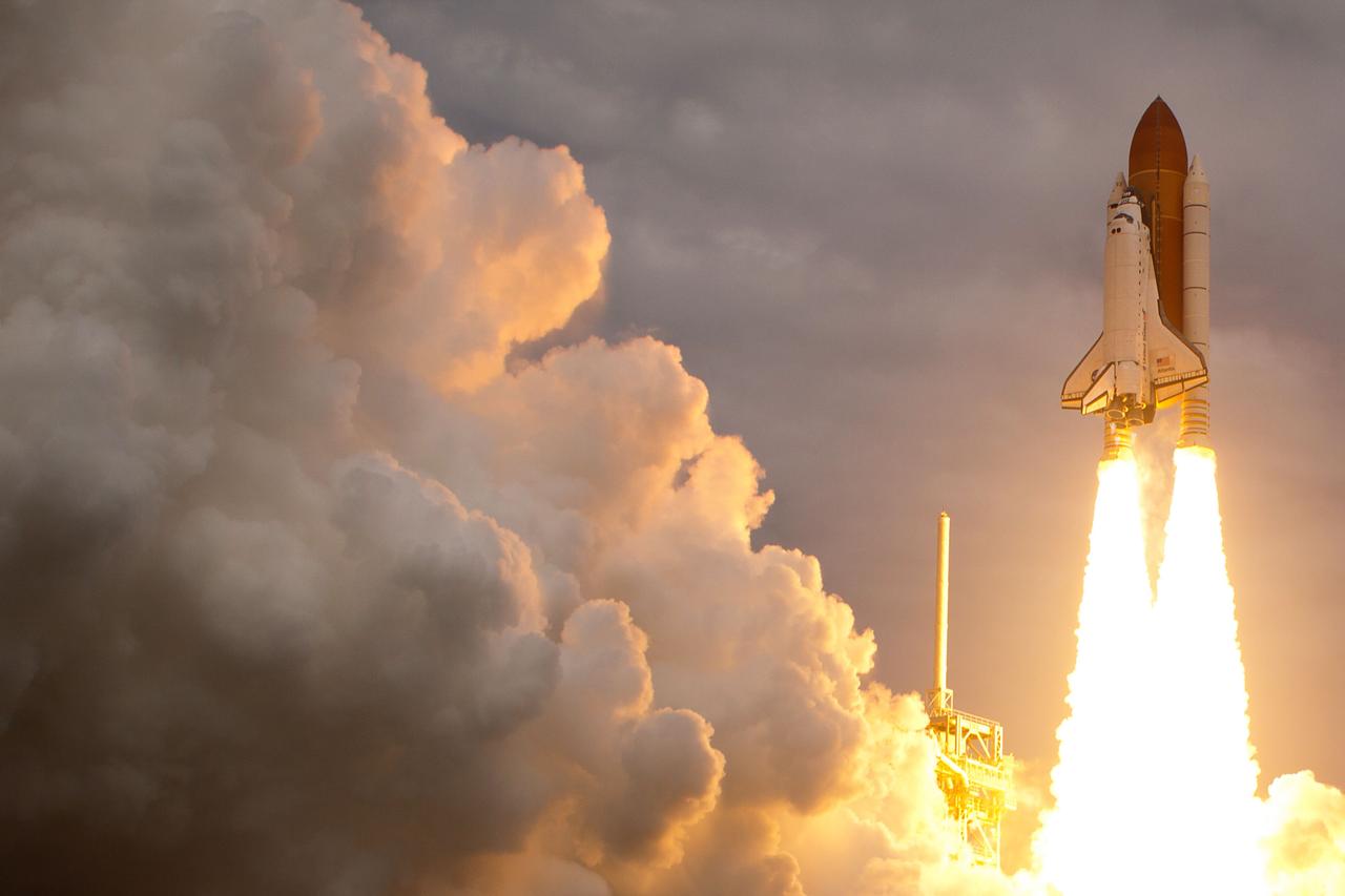 JSC2011-E-067645 (8 July 2011) --- The space shuttle Atlantis launches for the STS-135 mission to the International Space Station in the final mission of the Space Shuttle Program at NASA?s Kennedy Space Center in Florida. Liftoff was at 11:29 a.m. (EDT) on July 8, 2011. Onboard are NASA astronauts Chris Ferguson, STS-135 commander; Doug Hurley, pilot; Sandy Magnus and Rex Walheim, both mission specialists. Photo credit: NASA Photo/Houston Chronicle, Smiley N. Pool