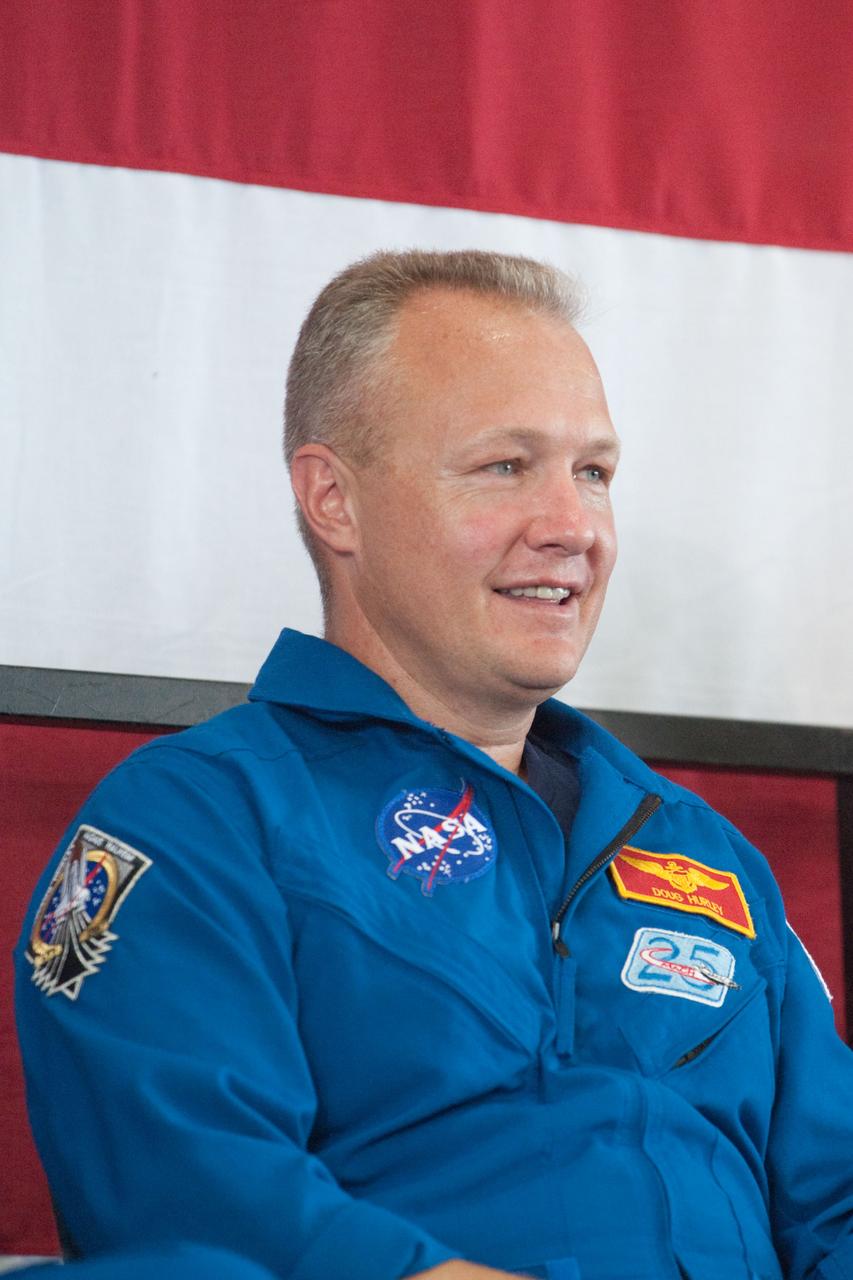 JSC2011-E-070271 (22 July 2011) --- NASA astronaut Doug Hurley, STS-135 pilot, is pictured during the STS-135 crew return ceremony on July 22, 2011 at Ellington Field near NASA?s Johnson Space Center. Photo credit: NASA