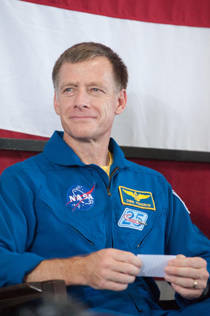 JSC2011-E-070274 (22 July 2011) --- NASA astronaut Chris Ferguson, STS-135 commander, is pictured during the STS-135 crew return ceremony on July 22, 2011 at Ellington Field near NASA?s Johnson Space Center. Photo credit: NASA