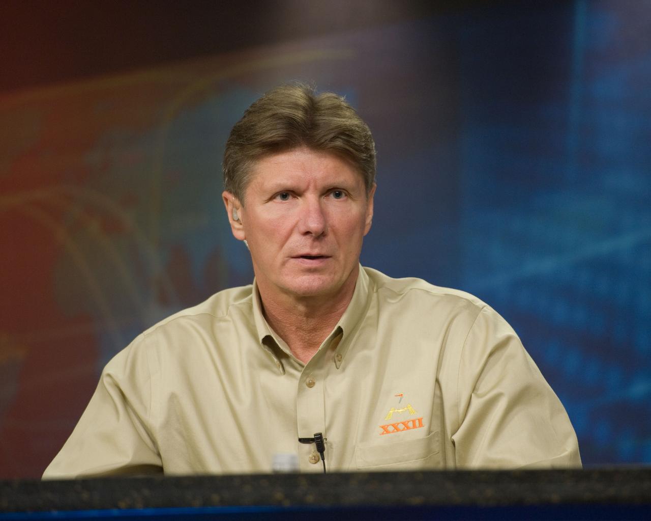 Soyuz 30/31 Crew Press Conference (Joe Acaba, Gennady Padalka (RSA), Sergei Revin (RSA).  Photo Date: January 11, 2012.  Location: Building 2N, Press Conference Room.  Photographer: Robert Markowitz