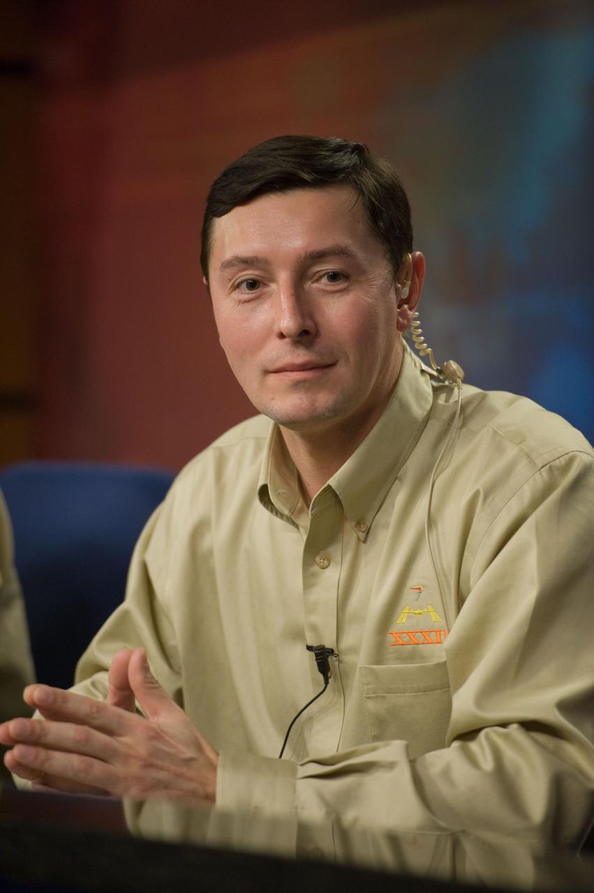 Soyuz 30/31 Crew Press Conference (Joe Acaba, Gennady Padalka (RSA), Sergei Revin (RSA).  Photo Date: January 11, 2012.  Location: Building 2N, Press Conference Room.  Photographer: Robert Markowitz