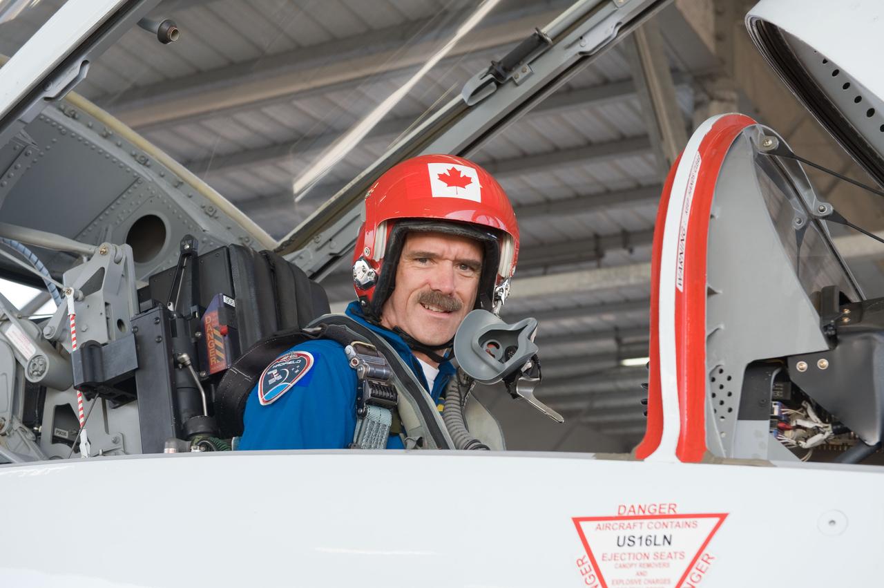 Expedition 35 (Soyuz 33S) crew member Chris Hadfield preparing for a T-38 flight.  Photo Date: May 14, 2012.  Location: Ellington Field - Hangar 276 - Tarmac.  Photographer: Robert Markowitz