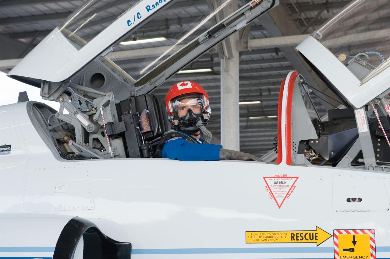 Expedition 35 (Soyuz 33S) crew member Chris Hadfield preparing for a T-38 flight.  Photo Date: May 14, 2012.  Location: Ellington Field - Hangar 276 - Tarmac.  Photographer: Robert Markowitz
