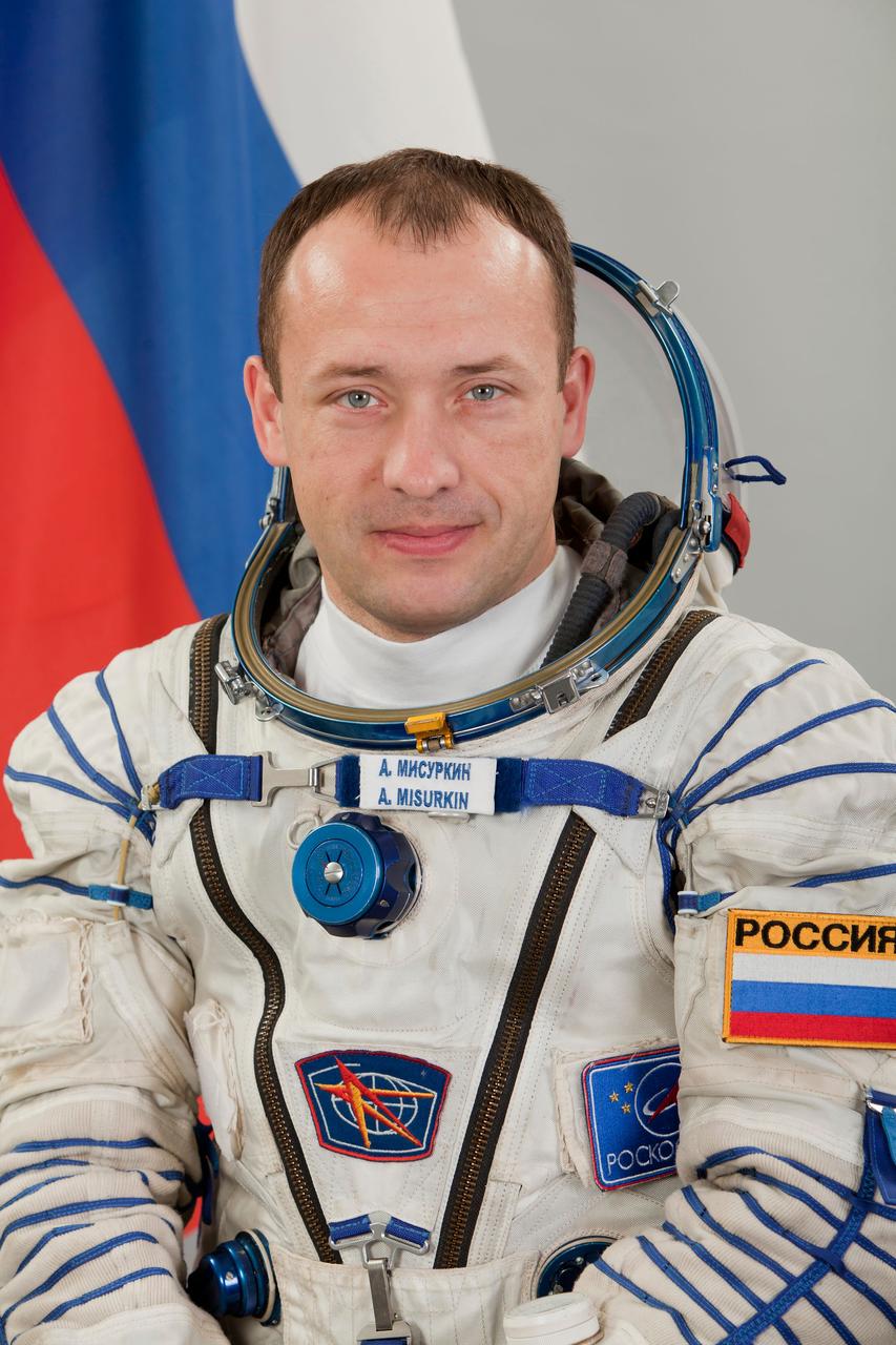 JSC2012-E-215390 (9 June 2012) --- Russian cosmonaut Alexander Misurkin, Expedition 33 backup crew member, attired in a Russian Sokol launch and entry suit, takes a break from training in Star City, Russia to pose for a portrait. Photo credit: Gagarin Cosmonaut Training Center
