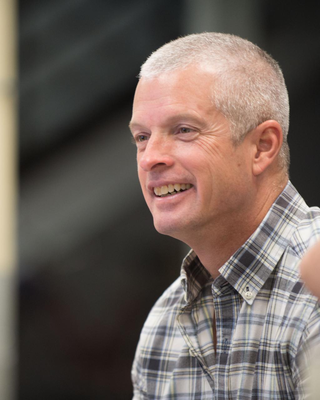 PHOTO DATE:  11-30-12 LOCATION: Bldg. 9NW - ISS SRB Mockup    SUBJECT: Expedition 40 crew members (Soyuz 39) Reid Wiseman and ESA astronaut Alexander Gerst with Soyuz 38 crew member Steve Swanson during DEPRESS CREW RESPONSE/B9 SRB. PHOTOGRAPHER: BILL STAFFORD
