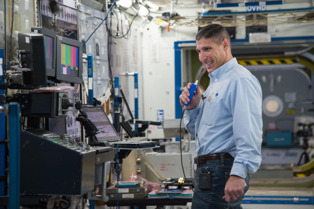 PHOTO DATE: 5-3-13 LOCATION: Bldg. 9NW - ISS Mockups SUBJECT: Soyuz 36 crew (Oleg Kotov, Sergey Ryazanskiy and Michael Hopkins) in their Routine Ops training. PHOTOGRAPHER: Lauren Harnett