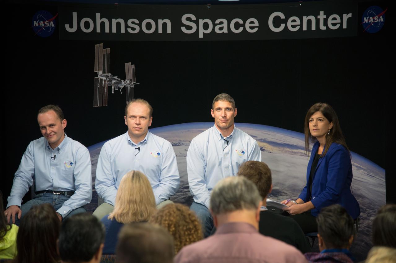 Expedition 37 Crew News Conference (Oleg Kotov, Sergey Ryazansky, Michael Hopkins).  Photo Date: July 17, 2013.  Location: Building 2N - Press Conference Room.  Photographer: Robert Markowitz 