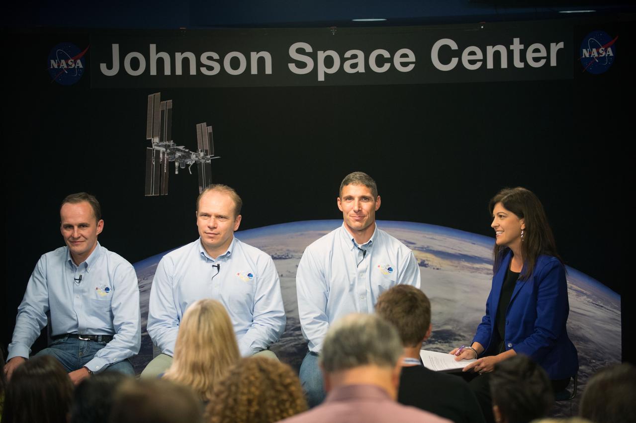 Expedition 37 Crew News Conference (Oleg Kotov, Sergey Ryazansky, Michael Hopkins).  Photo Date: July 17, 2013.  Location: Building 2N - Press Conference Room.  Photographer: Robert Markowitz 