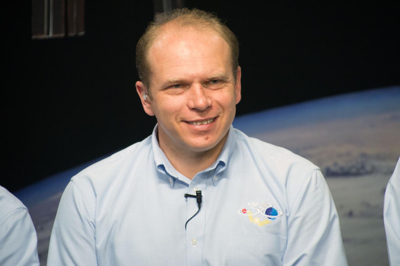 Expedition 37 Crew News Conference (Oleg Kotov, Sergey Ryazansky, Michael Hopkins).  Photo Date: July 17, 2013.  Location: Building 2N - Press Conference Room.  Photographer: Robert Markowitz 