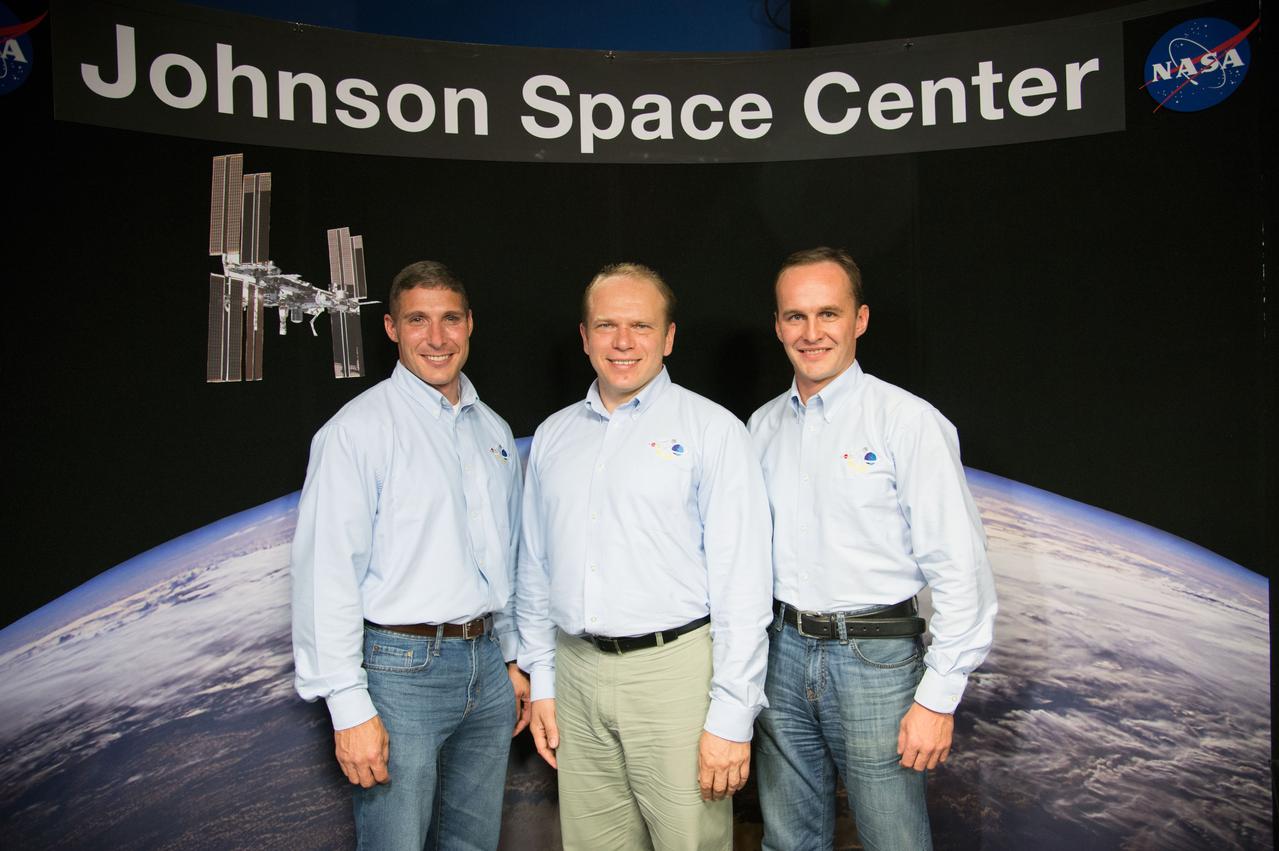 Expedition 37 Crew News Conference (Oleg Kotov, Sergey Ryazansky, Michael Hopkins).  Photo Date: July 17, 2013.  Location: Building 2N - Press Conference Room.  Photographer: Robert Markowitz 