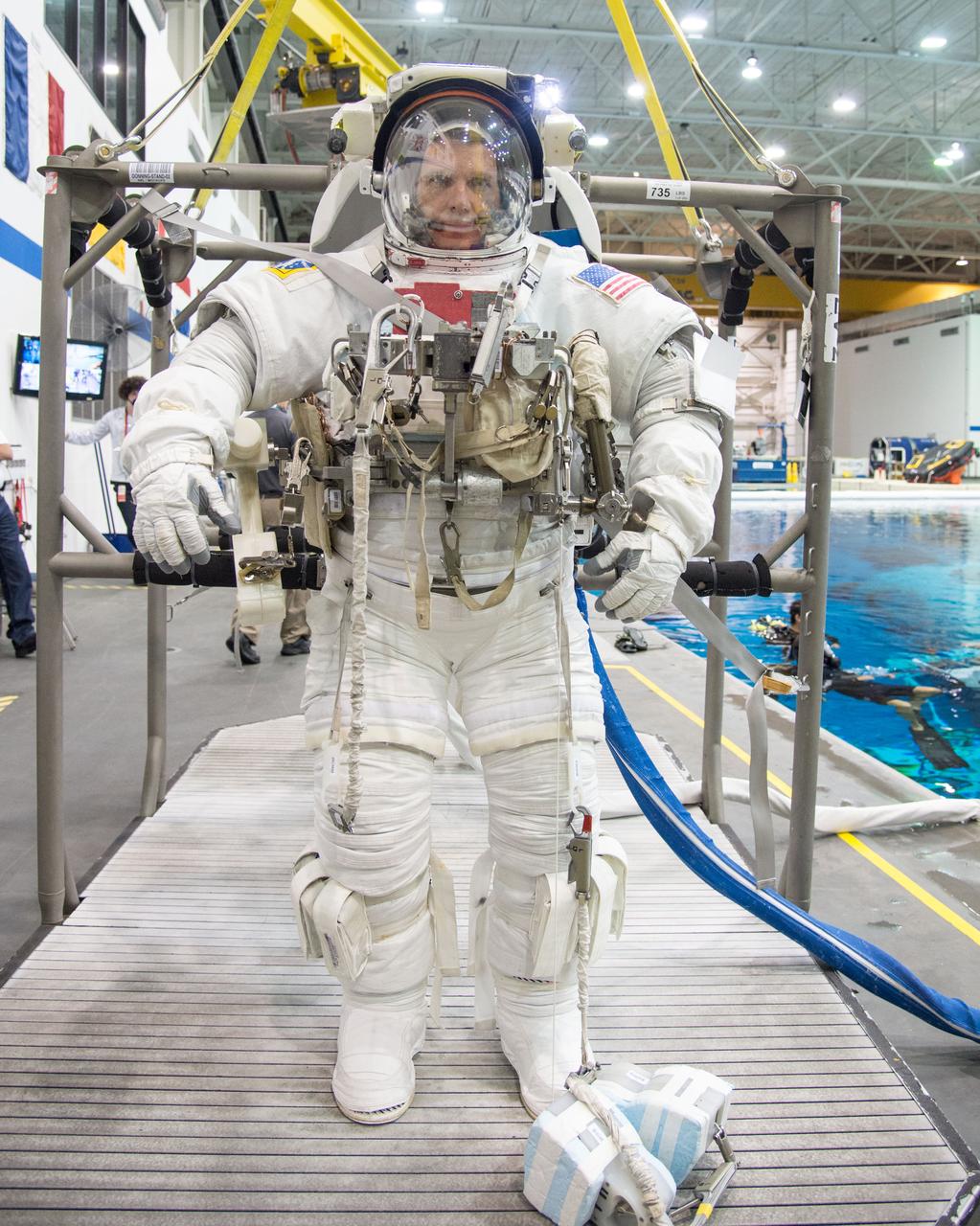 PHOTO DATE:  10-31-13 LOCATION:   NBL - Pool Topside SUBJECT: Expedition 42/42 crew members Terry Virts and Barry Wilmore during ISS EVA Maintenance 7 training at the NBL. PHOTOGRAPHER:  BILL STAFFORD