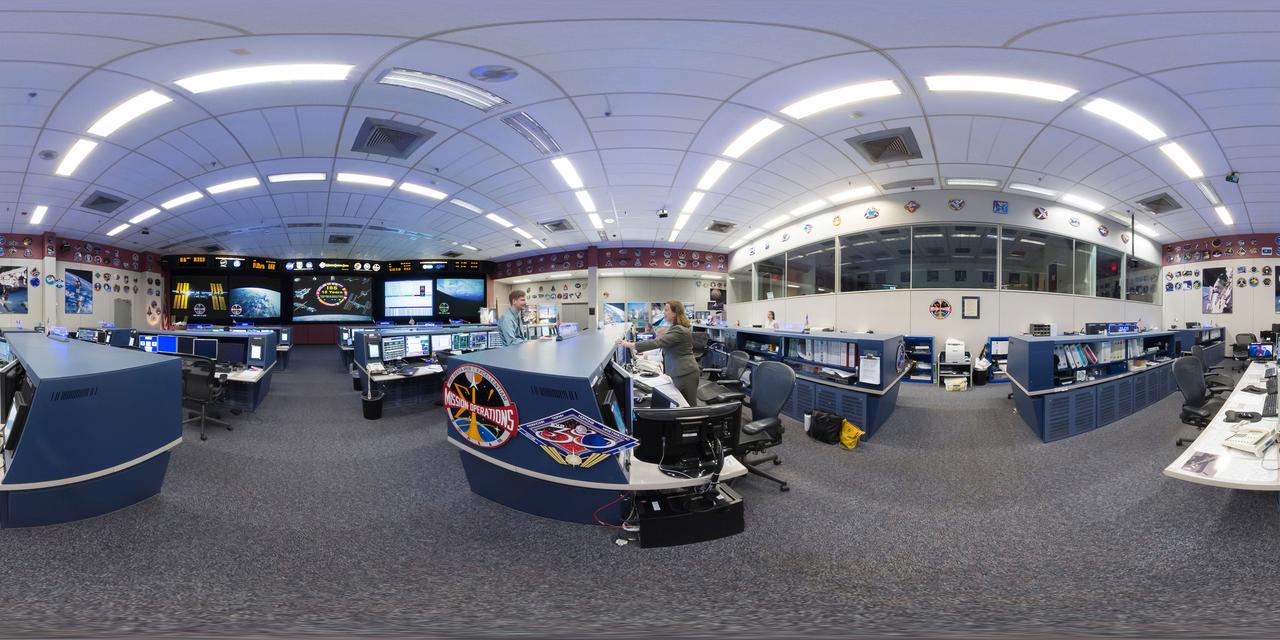360 VR Panorama of the Building 30 Flight Control Room 1 in honor of the ISS 15th Anniversary. Created with jsc2013e095196 thru jsc2013e095201.  VR DATE: 11-20-13 LOCATION:  B 30 FCR - 1 SUBJECT: B30 FCR - 1 360 VR Panorama VR PHOTOGRAPHER: Bill Stafford 