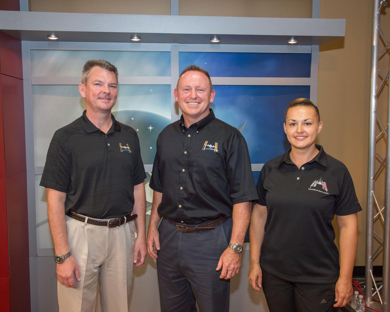  PHOTO DATE:  07-16-14  LOCATION:   Bldg. 2s - PAO Studio B SUBJECT: Expedition 41/42 Crew News Conference with crew members Elena Serova (RSA), Alexander Samokutyaev (RSA) and Barry "Butch" Wilmore.  PHOTOGRAPHER: BILL STAFFORD