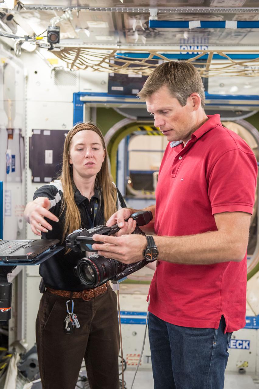 Date:08-19-2014 Location:B9NW Node 1 Subject:Photograph ESA Astronaut Andreas Mogensen on behalf of ESA during INT TV OPS USER training with instructor Katrina Willoughby. Post on IO/ISS Missions/ISS-045/Preflight. Notify Mike Gentry, Kathy Strawn, Jody Russell, Kylie Clem, Kelly Humphries, Jay Bolden, Jason Roberts, Mark Garcia, Dylan Mathis, Carlos Fontanot, Andreas Mogensen, Katrina Willoughby and Melanie Cowan when ready. Photog: David DeHoyos