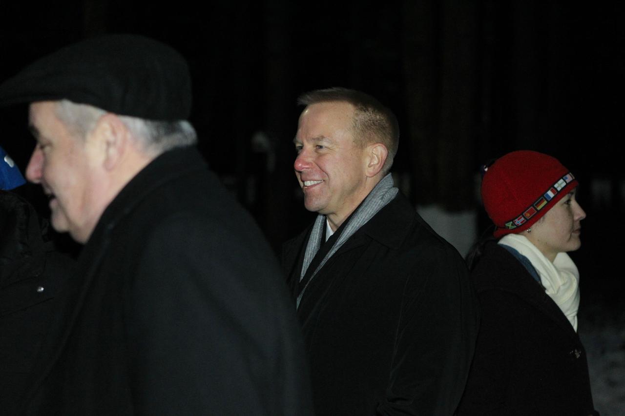 At the Gagarin Cosmonaut Training Center in Star City, Russia, Expedition 46-47 crewmember Tim Kopra of NASA flashes a smile Nov. 30 in advance of his departure for his launch site at the Baikonur Cosmodrome in Kazakhstan. Kopra, Tim Peake of the European Space Agency and Yuri Malenchenko of the Russian Federal Space Agency (Roscosmos) will launch Dec. 15 in their Soyuz TMA-19M spacecraft for a six-month mission on the International Space Station. NASA / Seth Marcantel