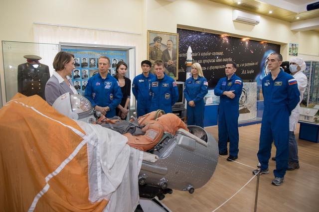 NASA image: During a break from training, the Expedition 46-47 prime and backup crewmembers toured the Korolev Museum at the Baikonur Cosmodrome in Kazakhstan Dec. 10 and listened to museum curators discuss past Russian space memorabilia. From left to right are prime crewmember Tim Kopra of NASA, backup crewmember Takuya Onishi of the Japan Aerospace Exploration Agency, prime crewmember Tim Peake of the European Space Agency, backup crewmember Kate Rubins of NASA, prime crewmember Yuri Malenchenko of the Russian Federal Space Agency (Roscosmos) and backup crewmember Anatoly Ivanishin of Roscosmos. Kopra, Peake and Malenchenko will launch Dec. 15 on the Soyuz TMA-19M spacecraft for a six-month mission on the International Space Station...NASA/Victor Zelentsov.