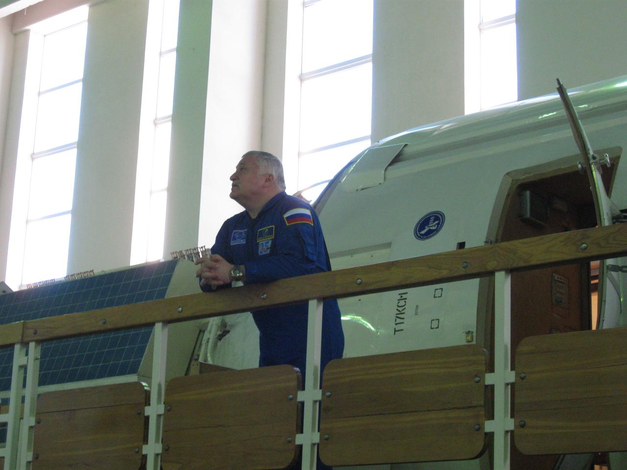 jsc2017e038548 (March 30, 2017) --- At the Gagarin Cosmonaut Training Center in Star city, Russia, Expedition 51 crewmember Fyodor Yurchikhin of the Russian Federal Space Agency (Roscosmos) strikes a reflective pose March 30 as he prepares to enter a Russian segment systems simulator as part of final crew qualification exams. Yurchikhin and Jack Fischer of NASA will launch April 20 on the Soyuz MS-04 spacecraft from the Baikonur Cosmodrome in Kazakhstan for a four and a half month mission on the International Space Station. Credit: NASA/Rob Navias