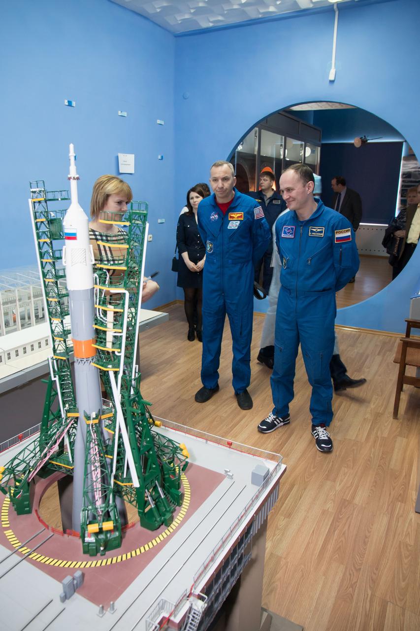 jsc2017e040347 (April 7, 2017) --- In Baikonur, Kazakhstan, Expedition 51 backup crewmembers Randy Bresnik of NASA (left) and Sergey Ryazanskiy of the Russian Federal Space Agency (Roscosmos, right) are shown a model of a Soyuz rocket at a local museum April 7 during pre-launch activities. They are serving as backups to Fyodor Yurchikhin of Roscosmos and Jack Fischer of NASA, who will launch April 20 on the Soyuz MS-04 spacecraft from the Baikonur Cosmodrome for a four and a half month mission on the International Space Station. NASA/Victor Zelentsov