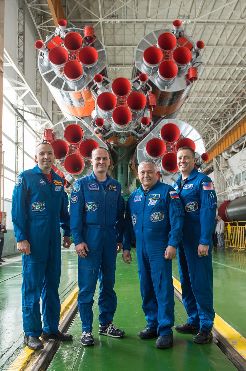 jsc2017e043848 (April 14, 2017) --- In the Integration Facility at the Baikonur Cosmodrome in Kazakhstan, Expedition 51 crewmember Jack Fischer of NASA enters the Soyuz MS-04 spacecraft April 14 during a final training session. Fischer and Fyodor Yurchikhin of the Russian Federal Space Agency (Roscosmos) will launch April 20 on the Soyuz MS-04 spacecraft for a four and a half month mission on the International Space Station. Credit: NASA/Gagarin Cosmonaut Training Center/Andrey Shelepin