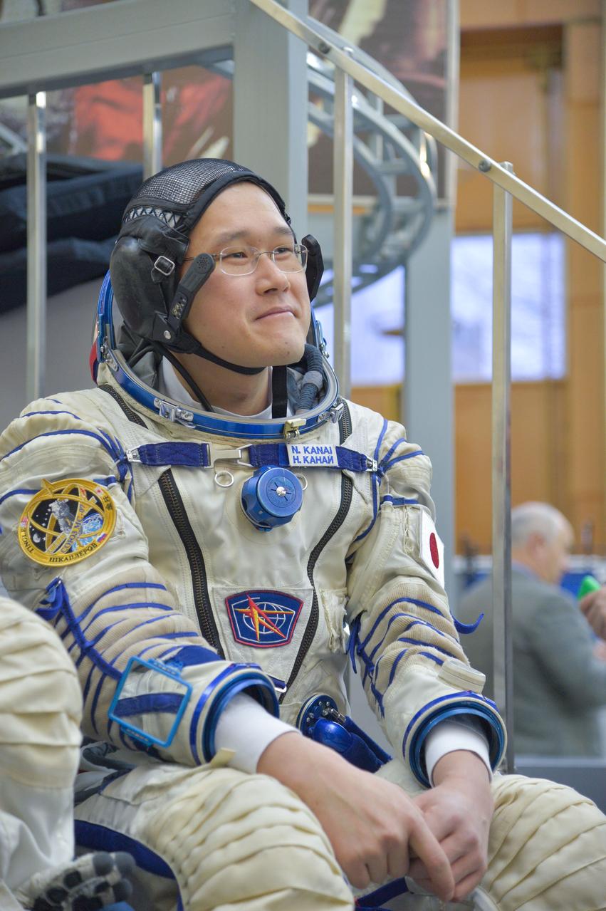 jsc2017e135207 - At the Gagarin Cosmonaut Training Center in Star City, Russia, Expedition 54-55 prime crewmember Norishige Kanai of the Japan Aerospace Exploration Space Agency (JAXA) listens to a reporters’ question Nov. 29 as part of the crew’s final qualification exam activities. Kanai, Scott Tingle of NASA and Anton Shkaplerov of the Russian Federal Space Agency (Roscosmos) will launch Dec. 17 on the Soyuz MS-07 spacecraft from the Baikonur Cosmodrome in Kazakhstan for a five-month mission on the International Space Station...NASA/Elizabeth Weissinger.