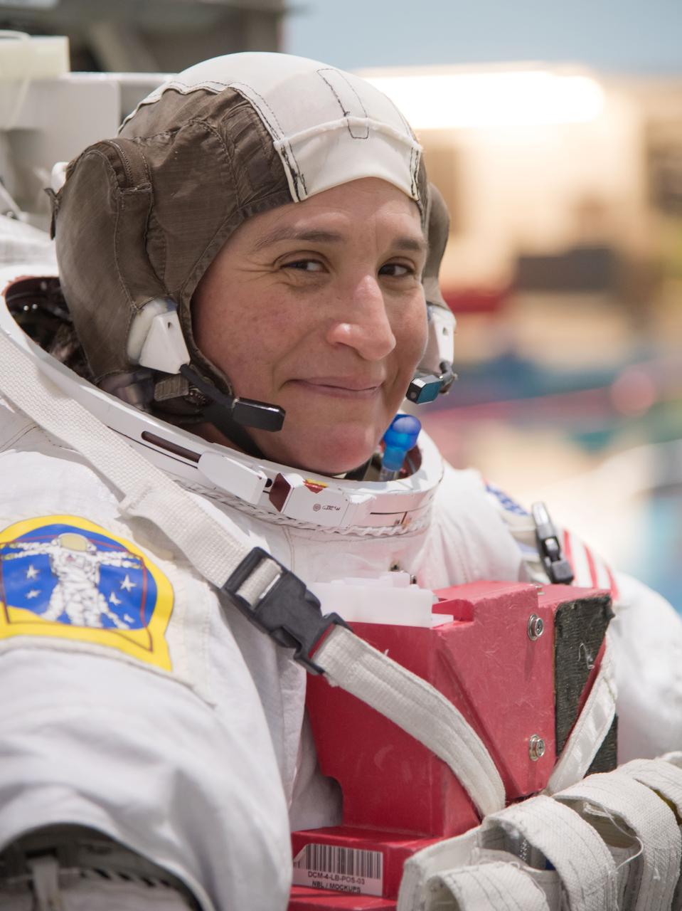 jsc2018e010851 (March 5, 2018) --- Expedition 56-57 crew member Serena Auñón-Chancellor of NASA is suited up for spacewalk training at the Neutral Buoyancy Laboratory in Houston, Texas.