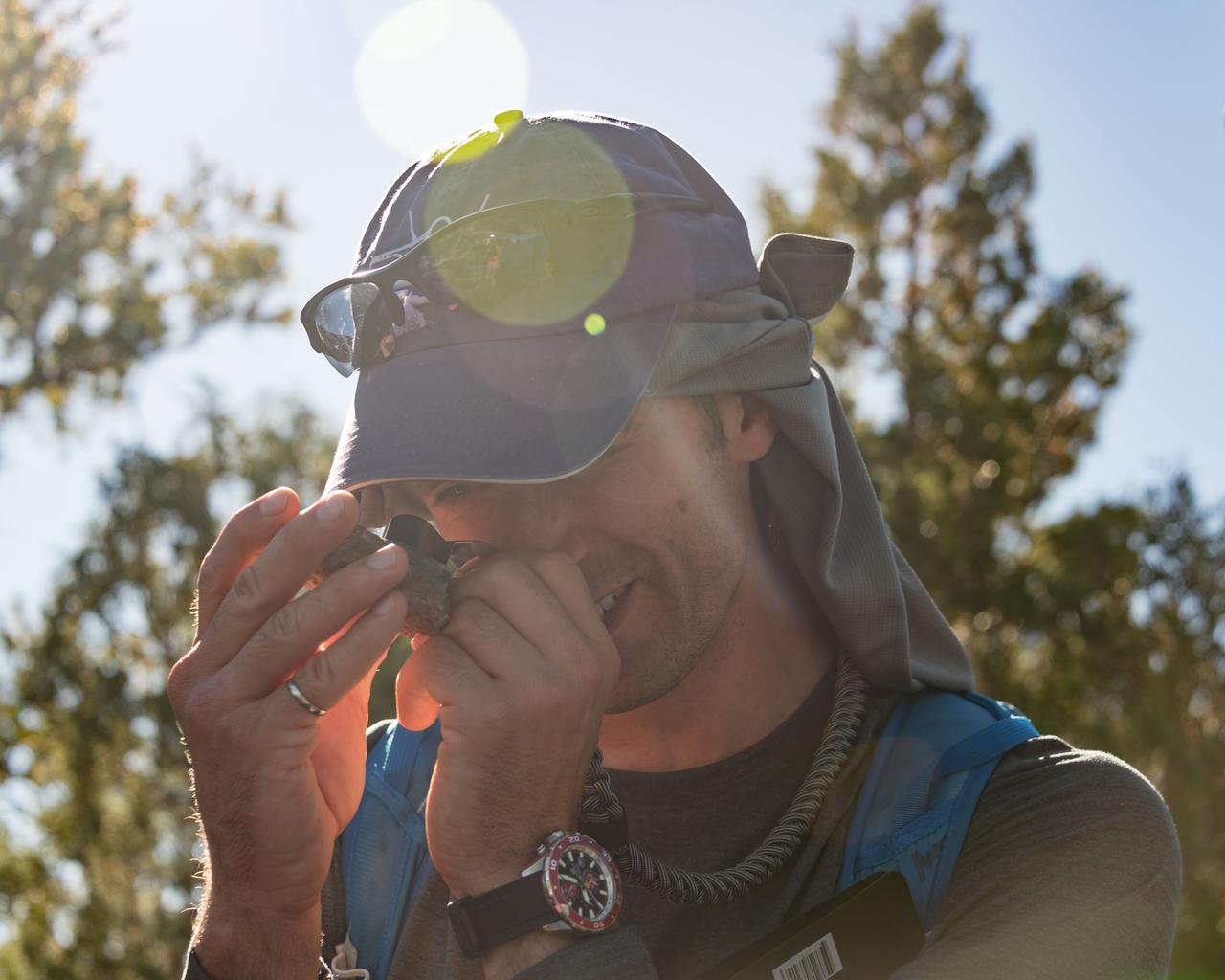 jsc2018e060157 (06/19/2018) --- Canadian Space Agency astronaut candidate Joshua Kutryk during earth and planetary science training in Rio Grande del Norte National Monument Upper Gorge Area near Questa, N.M. Photo Credit: (NASA/Norah Moran)