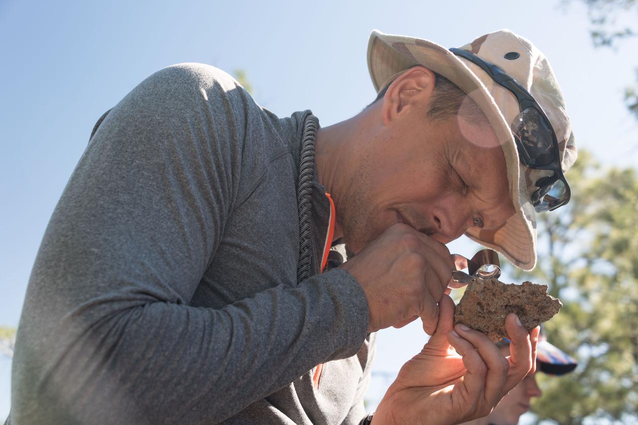 jsc2018e060160 (06/19/2018) --- 2017 NASA astronaut candidate Bob Hines during earth and planetary science training in Rio Grande del Norte National Monument Upper Gorge Area near Questa, N.M. Photo Credit: (NASA/Norah Moran)