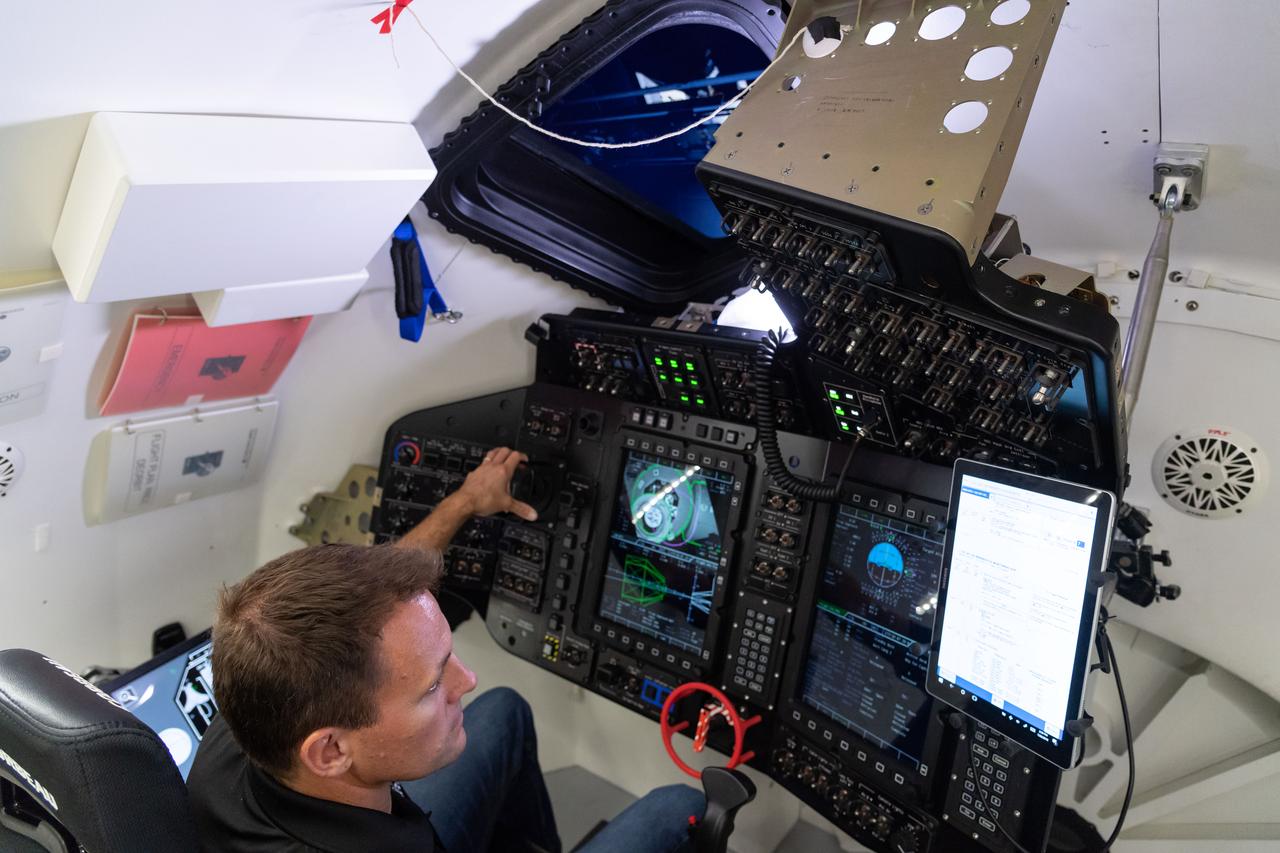 NASA commercial crew astronaut Josh Cassada trains for docking to the International Space Station. Cassada is assigned to the second crewed flight to the International Space Station of Boeing’s CST-100 Starliner.