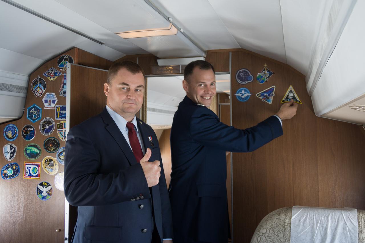 jsc2018e084337  --  Expedition 57 crewmembers Alexey Ovchinin of Roscosmos (left) and Nick Hague of NASA (right) arrive at their launch site in Baikonur, Kazakhstan Sept. 25 for final pre-launch training after a flight from their training base in Star City, Russia. Hague and Ovchinin will launch Oct. 11 from the Baikonur Cosmodrome in Kazakhstan on the Soyuz MS-10 spacecraft for a six-month mission on the International Space Station..NASA/Victor Zelentsov.