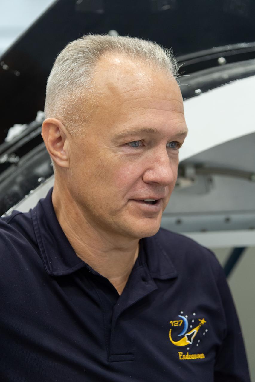 NASA commercial crew astronaut Doug Hurley attends a training class for International Space Station ingress and egress procedures in the Space Vehicle Mock-Up Facility at Johnson Space Center in Houston. Hurley is assigned to the SpaceX Crew Dragon’s first crewed flight.
